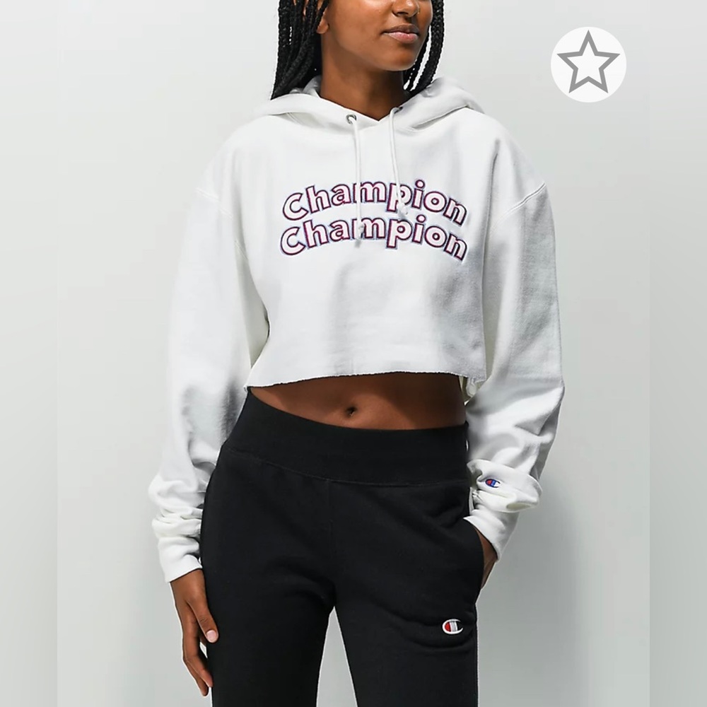 ✨MINT CONDITION✨ Champion Reverse Weave 3C White Crop Hoodie